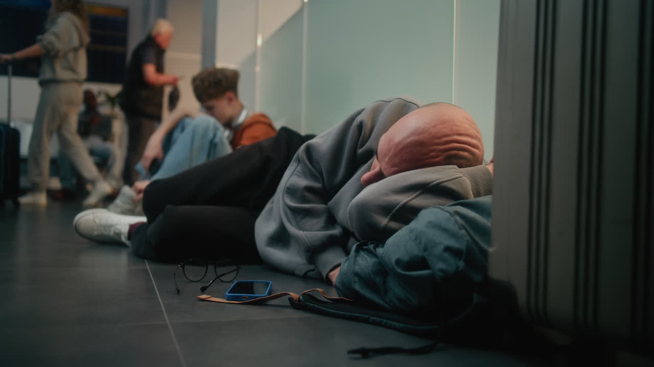 Sleeping Passenger at Airport