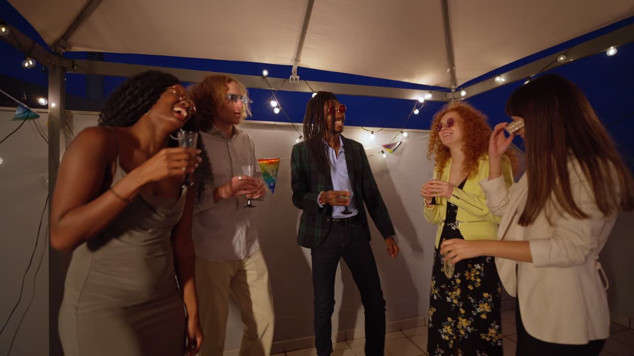 A group of friends celebrating at a party
