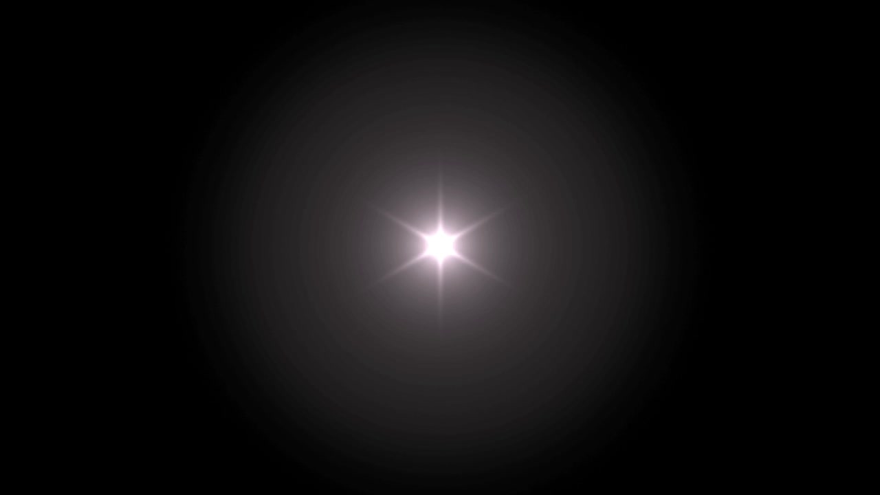 el destello realista de la lente de luz sobre un fondo negro.