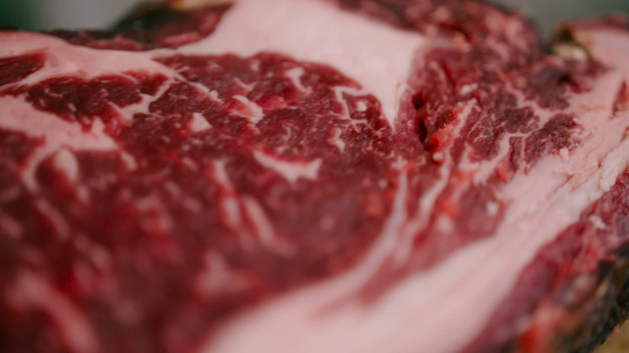 Close up view of rea juicy meat steak ready for the cook