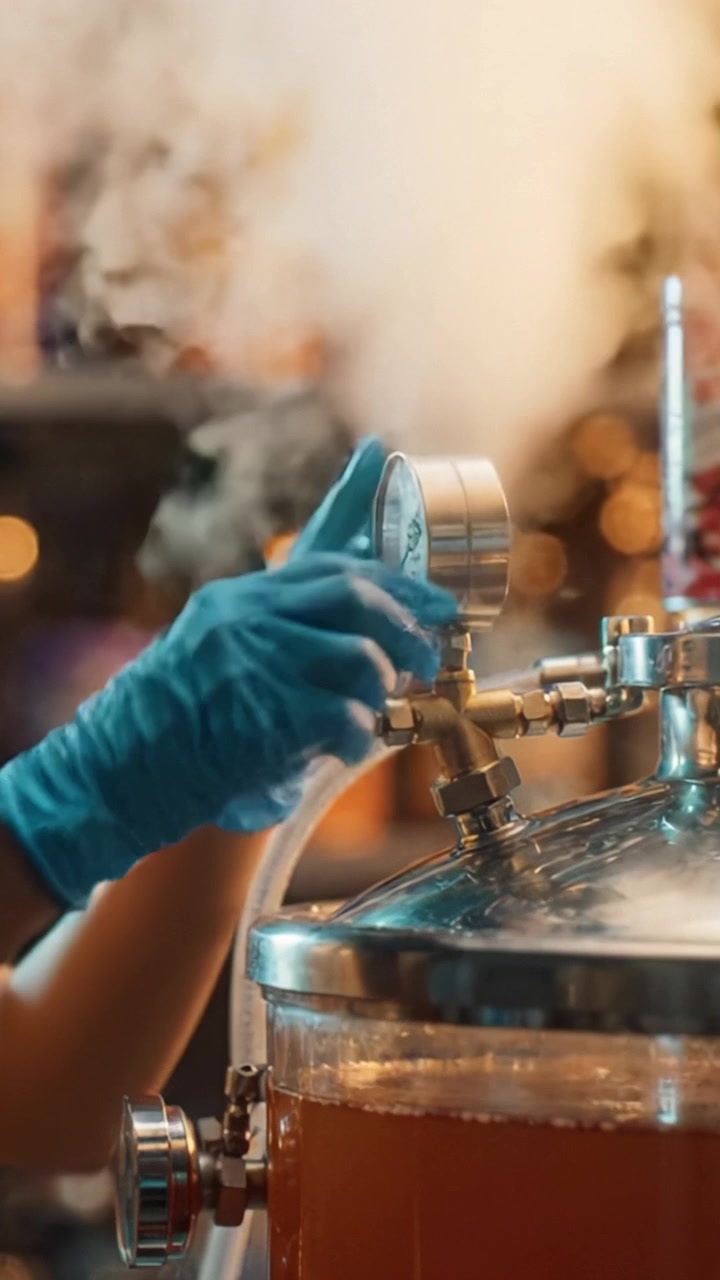 Creazione di bevande artigianali: un primo piano sul processo di produzione di bevande gustose utilizzando attrezzature e tecniche specializzate per l'eccellenza nella preparazione.
