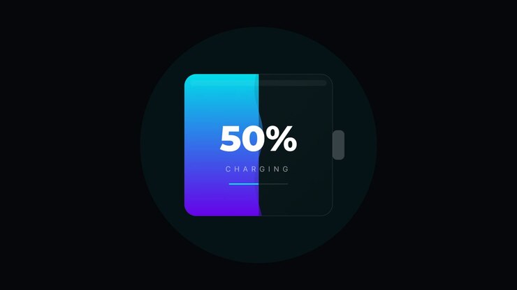 Animazione progresso caricamento batteria smartwatch digitale