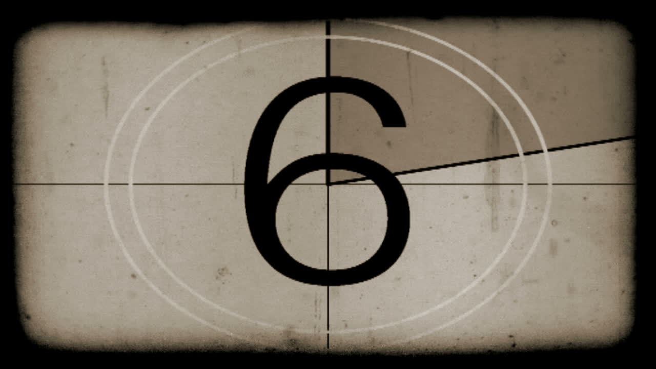 Vintage Film Countdown Leader with Scratches and Dust
