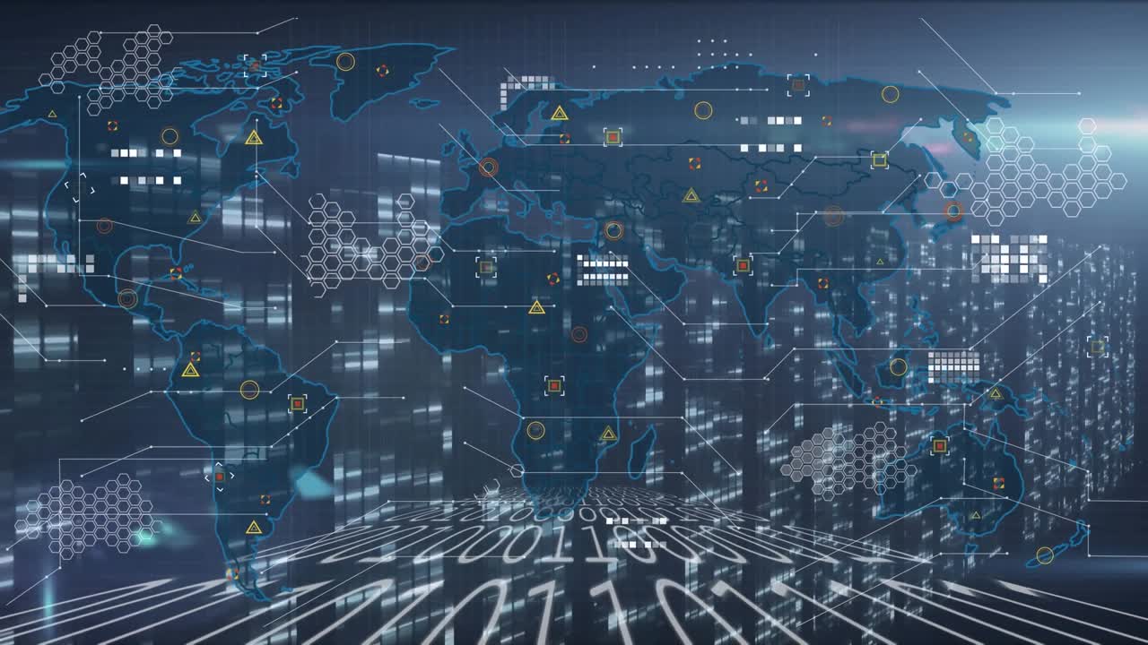 Animation of data processing over world map