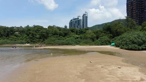 Aerial-view-of-Starfish-bay-coastline-in-Ma-On-Shan,-Hong-Kong