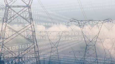 Animación-Del-Procesamiento-De-Datos-Sobre-Torres-De-Alta-Tensión-Y-Cielo-Con-Nubes