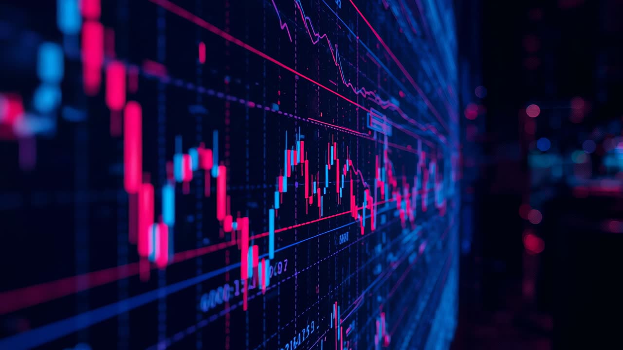 Starting data feed updating candlestick chart at trading desk, with tooltip showing market shifts