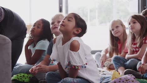 Group-Of-Elementary-School-Pupils-Sitting-On-Floor-Listening-To-Teacher