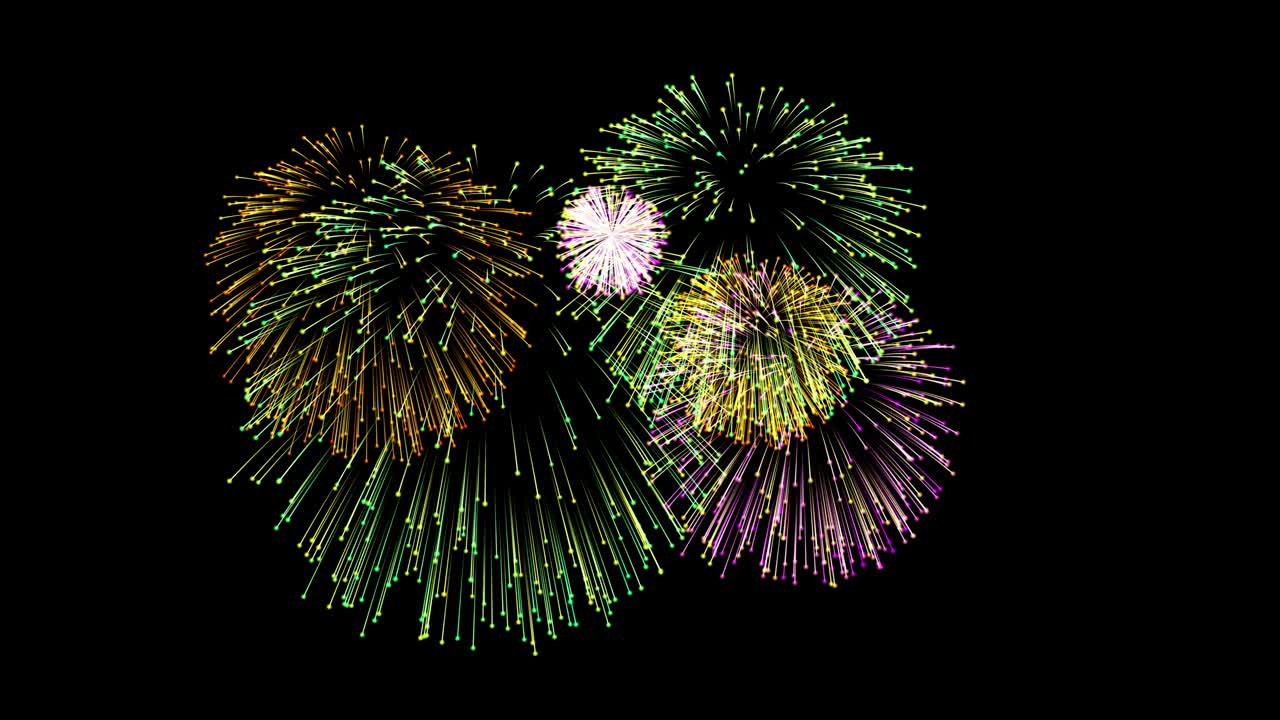 feliz nuevo año 2021 concepto. 4k. animación bucle sin costuras de fondo de fuegos artificiales reales. fuegos artificiales con luces bokeh en el cielo nocturno. espectáculo de fuelos artificiales brillantes. celebración de fuegos nucleares de la víspera de año nuevo