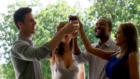 group of friends toasting drink glasses