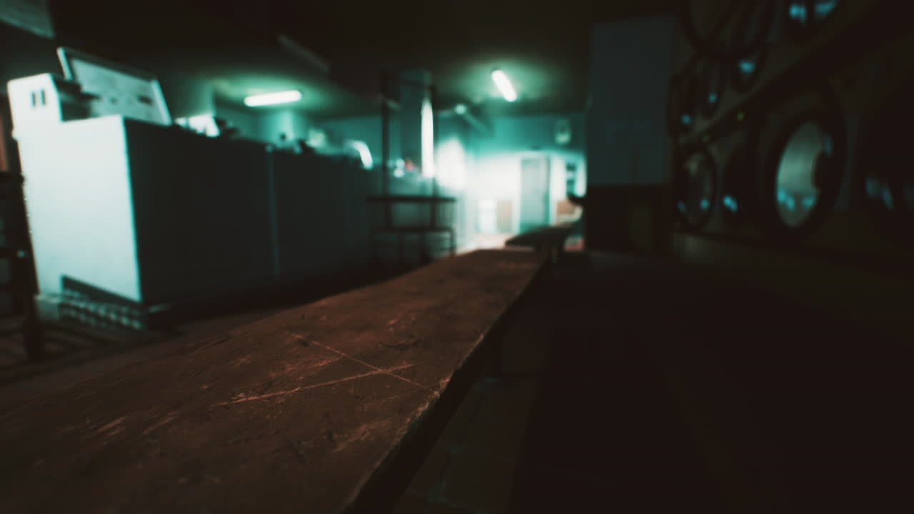 habitación de lavandería oscura y vacía