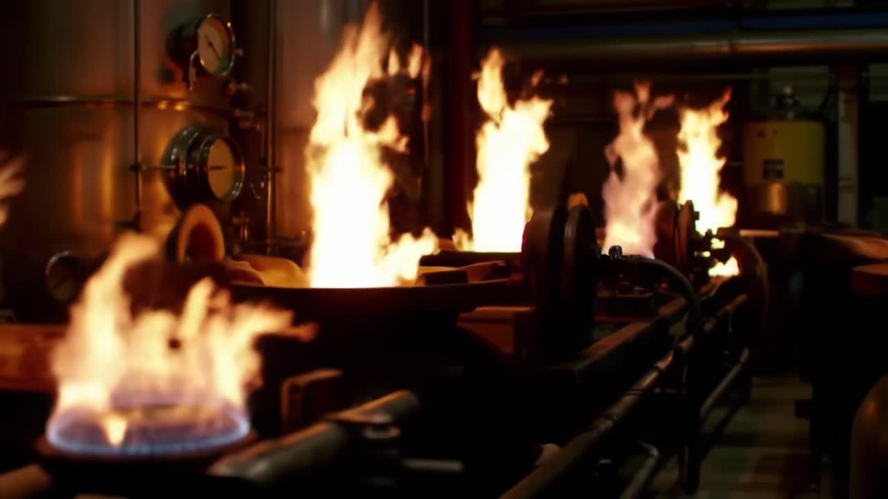 Molten Metal Pours and Flames Ignite at Industrial Foundry During Late Hours