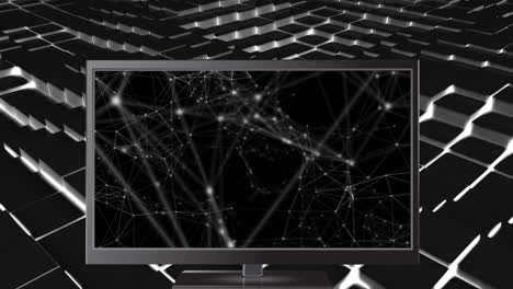 digital animation of computer showing connecting lines 4k
