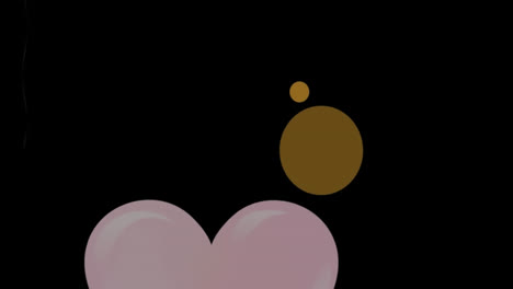 animation of heart shaped balloons and circles moving up on black background