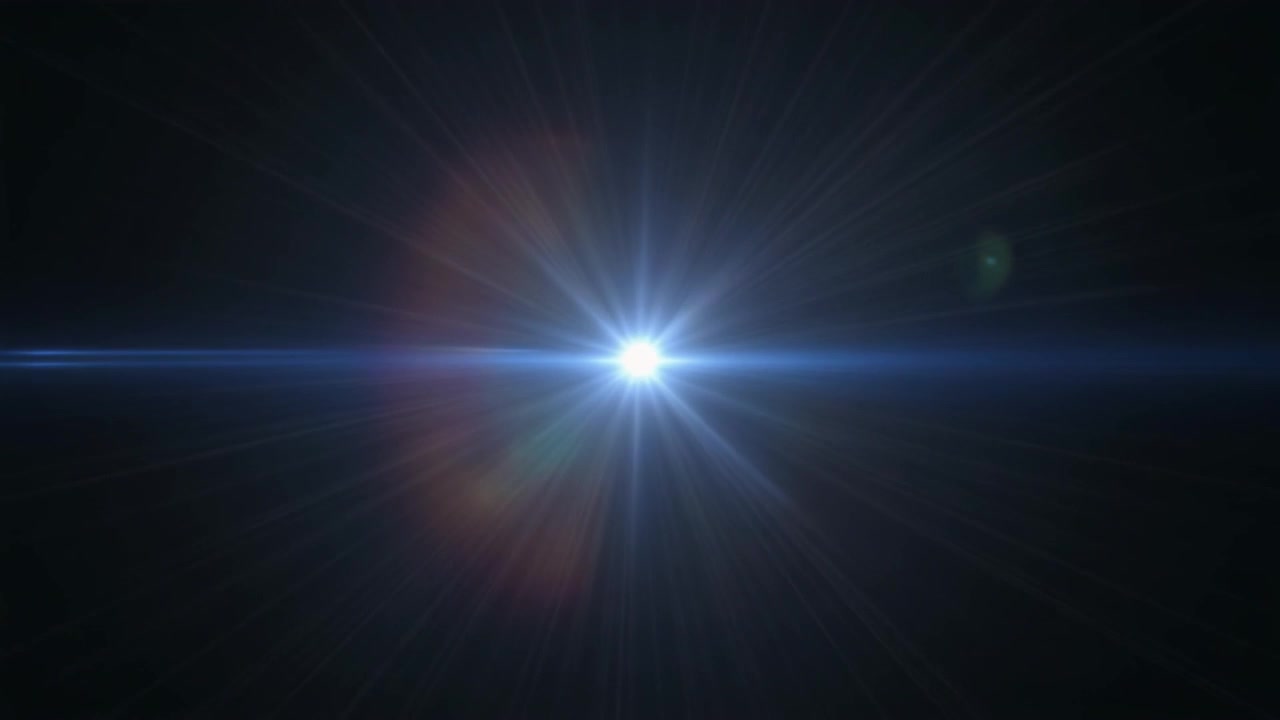 Effetto lens flare blu brillante su sfondo nero