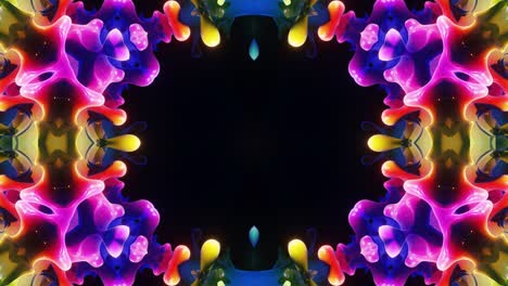 efecto caleidoscopio con ondas abstractas. estructuras 3d simétricas abstractas como el caleidoscope líquido en animación en bucle, gradientes de color suaves con brillo brillante. hermoso patrón 3d abstracto bg. dof