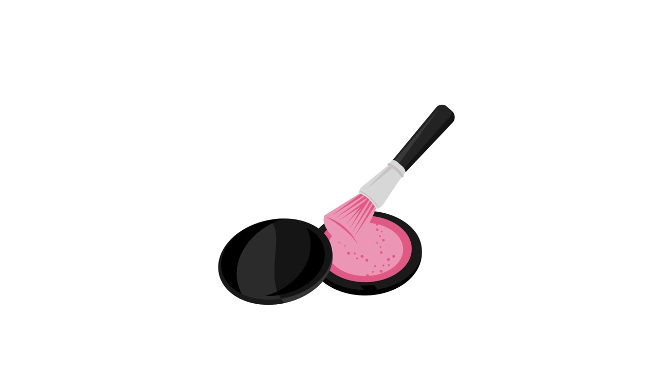 Animated Makeup Brush Dipping into Pink Blush Compact