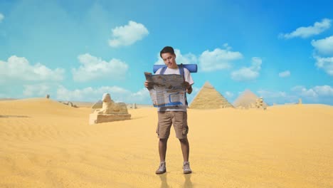 tourist exploring the pyramids of giza