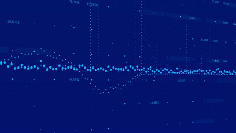 animación del procesamiento de datos y círculos que se mueven sobre fondo azul