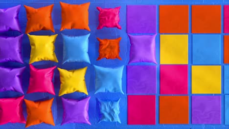 colorful pillows and squares pattern