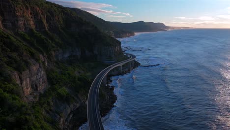 famous iconic stanwell park sea cliff bridge south coast nsw australia tourist holiday picturesque landscape old princes highway royal national park wollongong coalcliff iiawarra sydney aerial drone