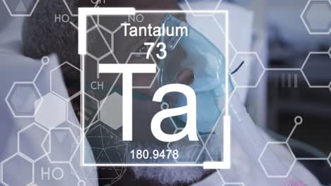 animation of chemical symbols over patient with oxygen mask