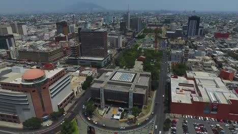 aerial wide shot of the macroplaza of monterrey, mexico