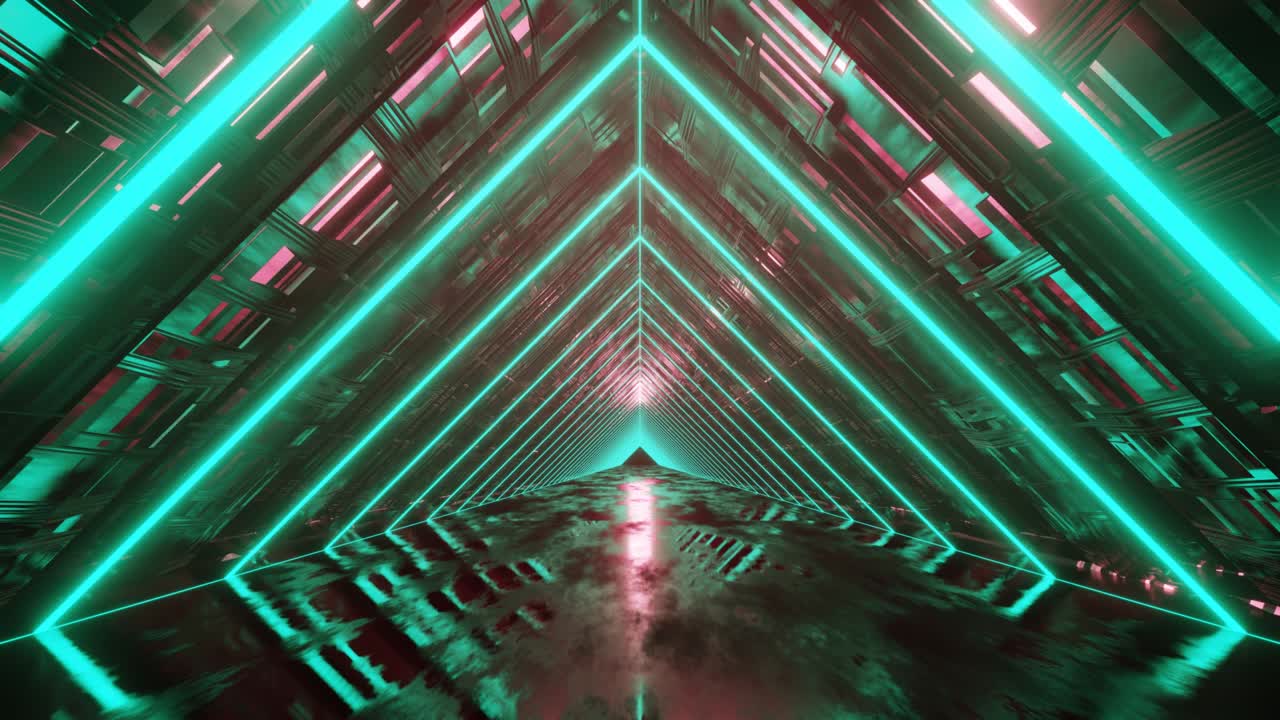 4K Flight in abstract sci-fi tunnel seamless loop. Futuristic motion graphics, high tech background