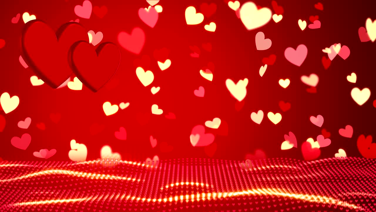 심장과 황금 콘페티와 함께 로맨틱한 배경 행복한 발렌타인 데이 또는 결혼식