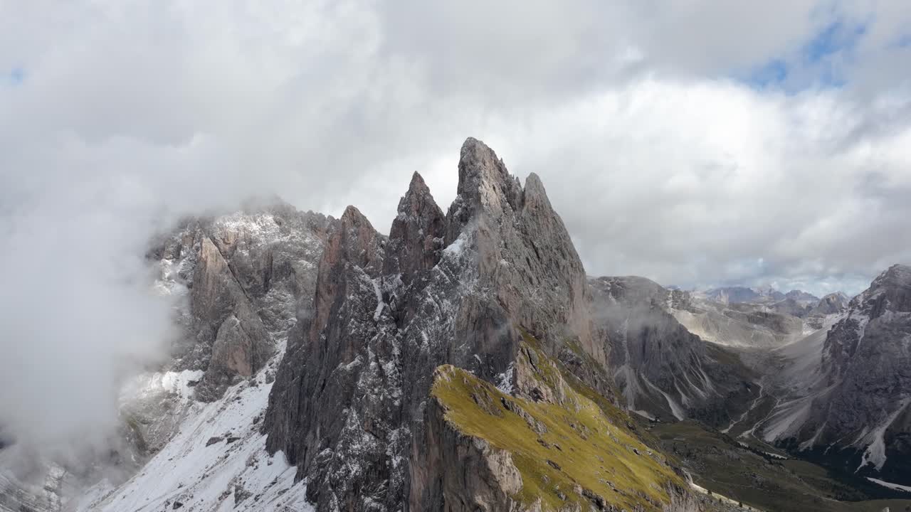 Mountain Peaks and Cloudy Skies