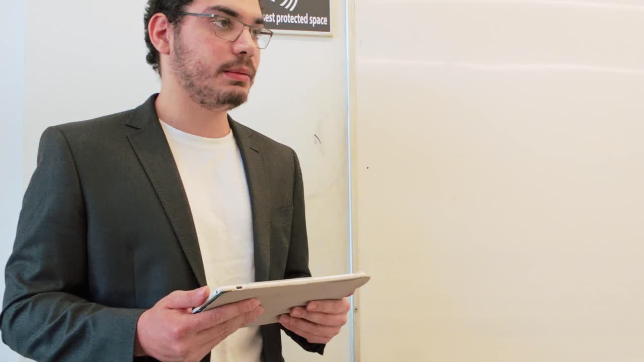 Business Casual Presentation Using Tablet