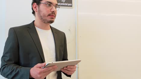 business casual presentation using tablet