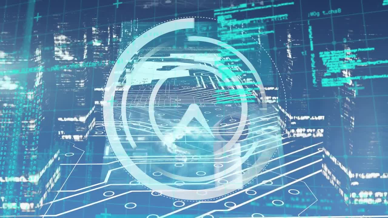 어두운 배경 위에 과학 데이터 처리의 애니메이션