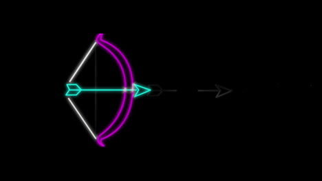 animation of neon bow and burning writing on black background