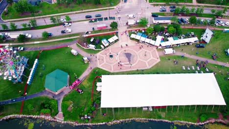 overview-Carnival-setup-in-Vernon-Hills,-Illinois,-USA