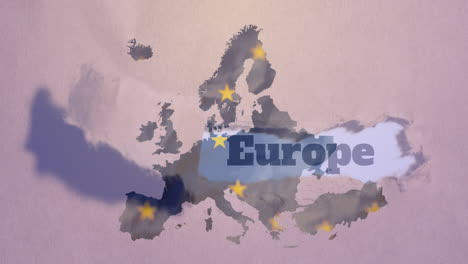 europe text against yellow stars inside europe map