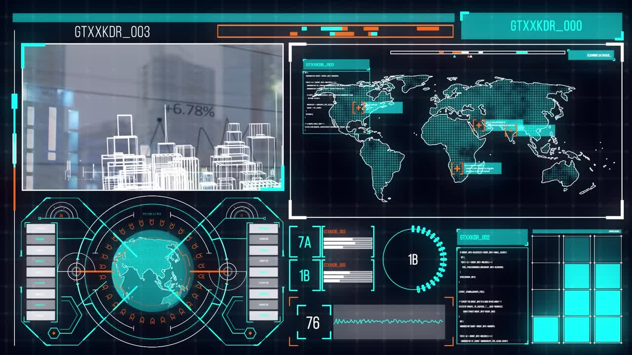 Animation of data processing on digital screen