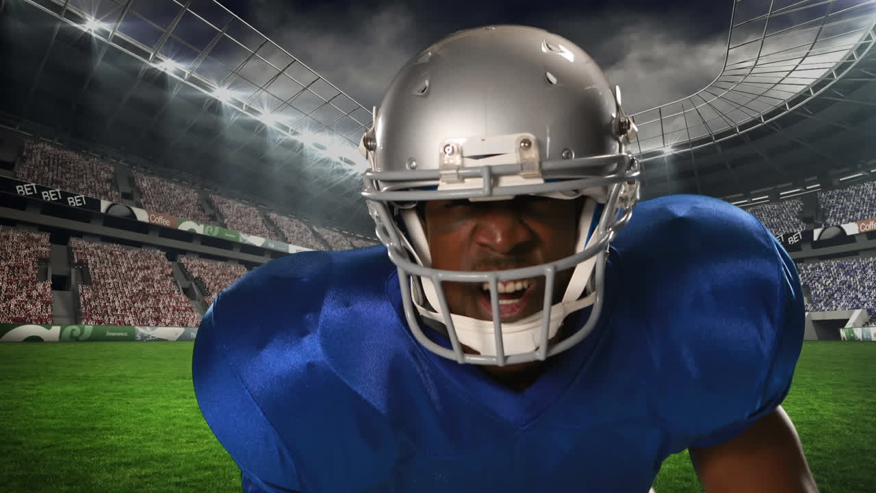 Giocatore di football americano che si prepara per il calcio d'inizio