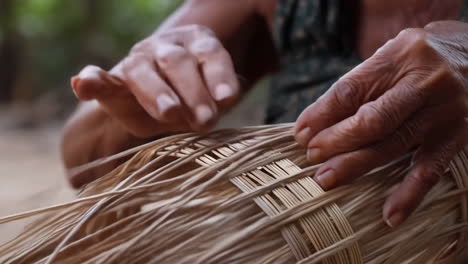 weaving basket by hand