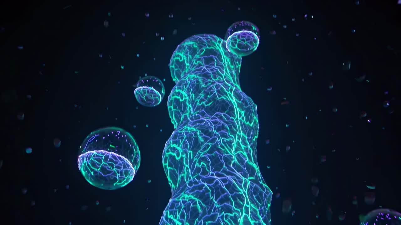 estructuras espirales brillantes con burbujas