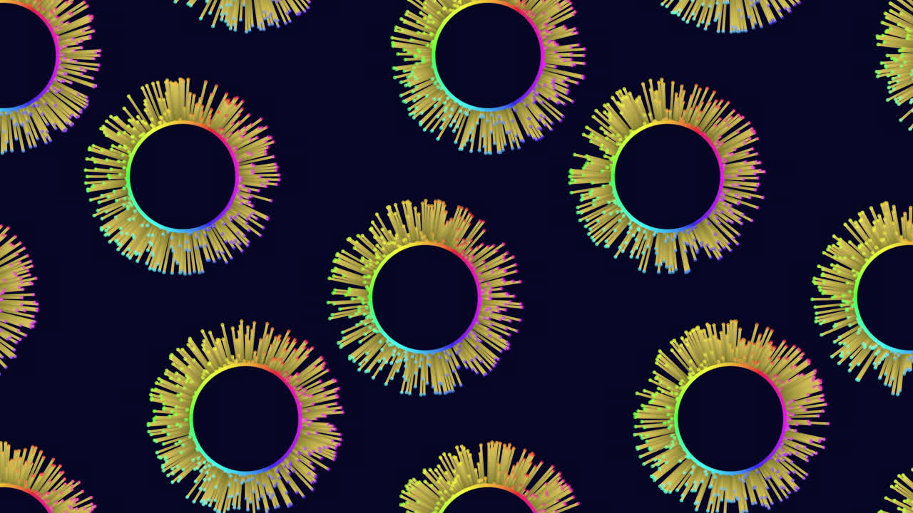 Vibrant and colorful circle pattern on black background