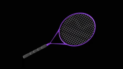 Animation-of-tennis-racket-moving-on-black-background