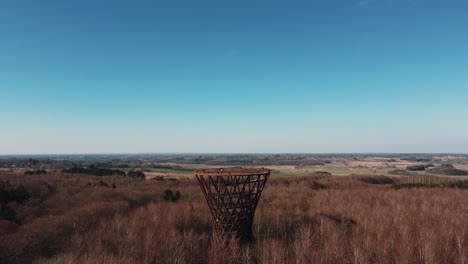 Aerial-drone-view-of-people-walking-in-tree-experience-Denmark