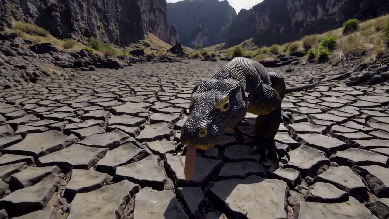 Komodo Dragon in a Dry Canyon