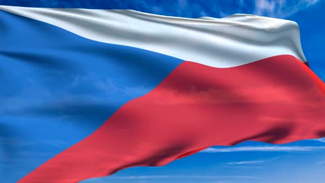 flag of the czech republic against a cloudy sky (loopable)