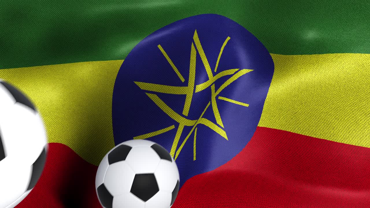 Flag of Ethiopia with Soccer Balls