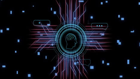 Animation-of-human-brain-and-ai-data-processing-over-black-background