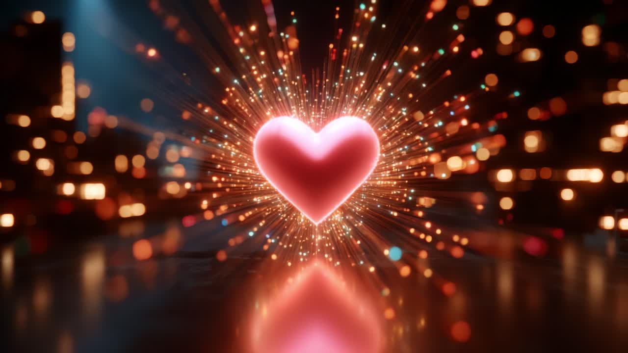 A Radiant Heart Surrounded by Luminous Sparks and Glimmers, Emitting a Warm Glow in an Enchanting Dazzle of Light and Color, Perfectly Capturing the Essence of Love and Joy in a Spellbinding Visual Display