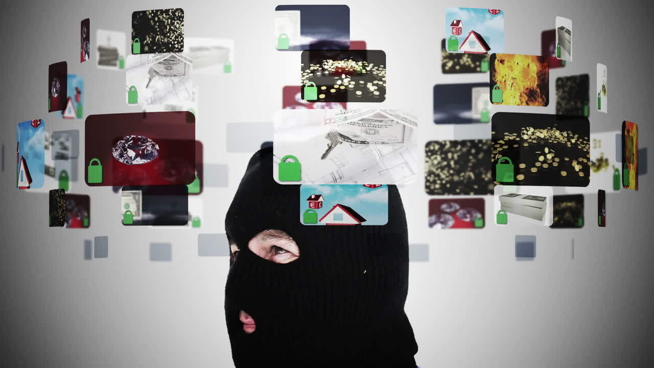 다양한 보안 상황을 고려하는 발라클라바를 입은 범죄자