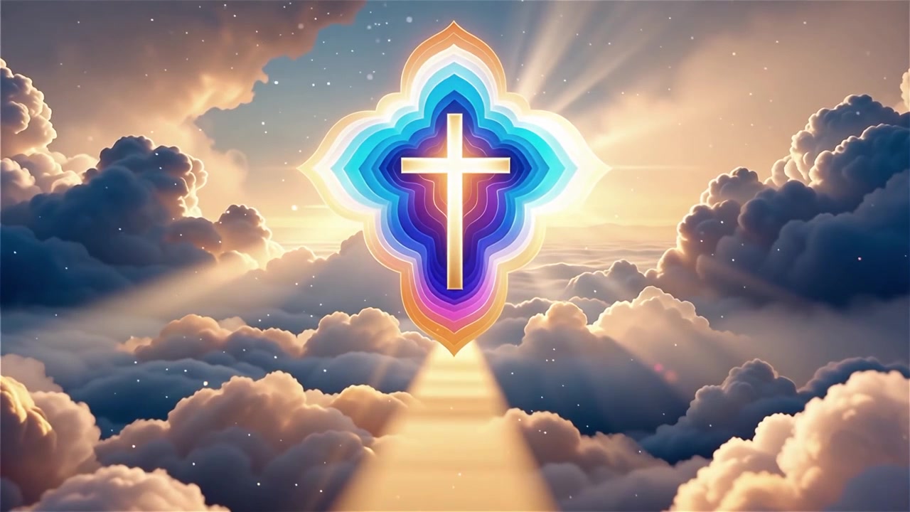 Christian Cross Heavenly Light Worship Background